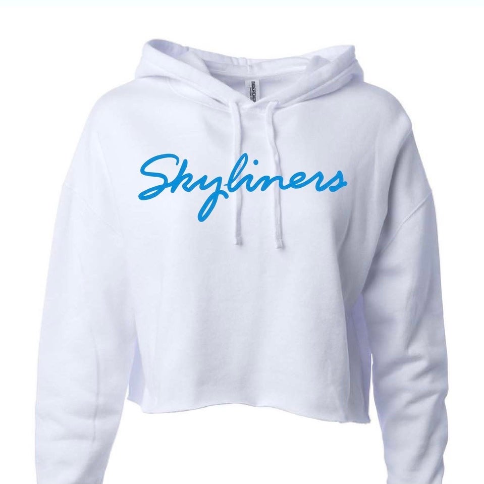 Cropped Hoodie White Ladies Skyliners Spiritwear